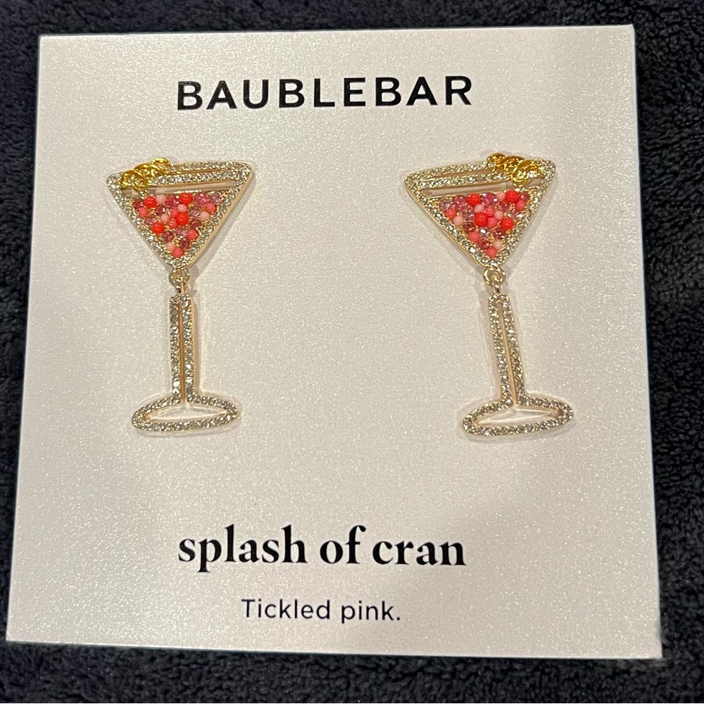BaubleBar cranberry martini earrings
